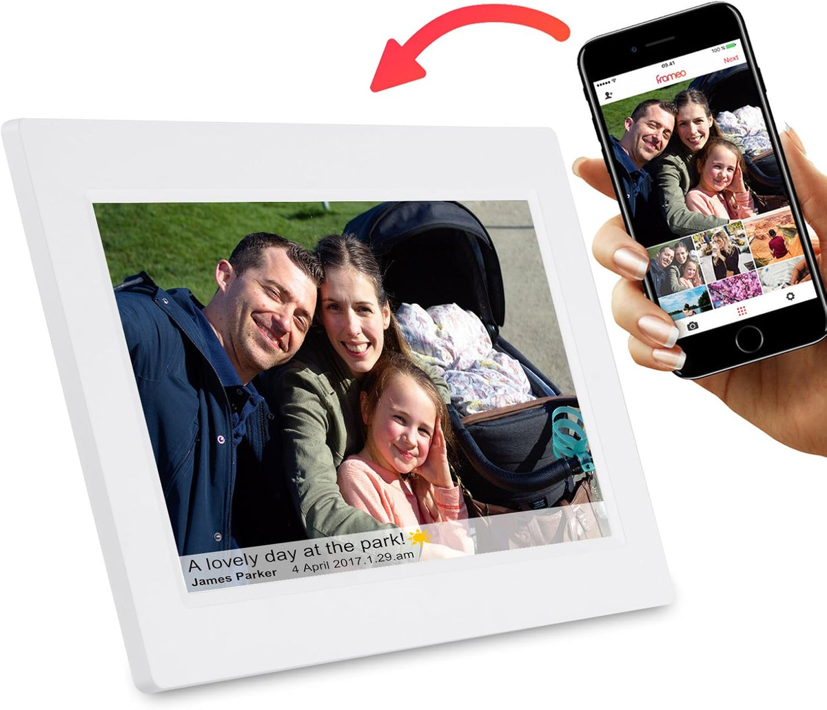 White 10 Inch Smart WiFi Digital Photo Frame with Touch Screen A3126