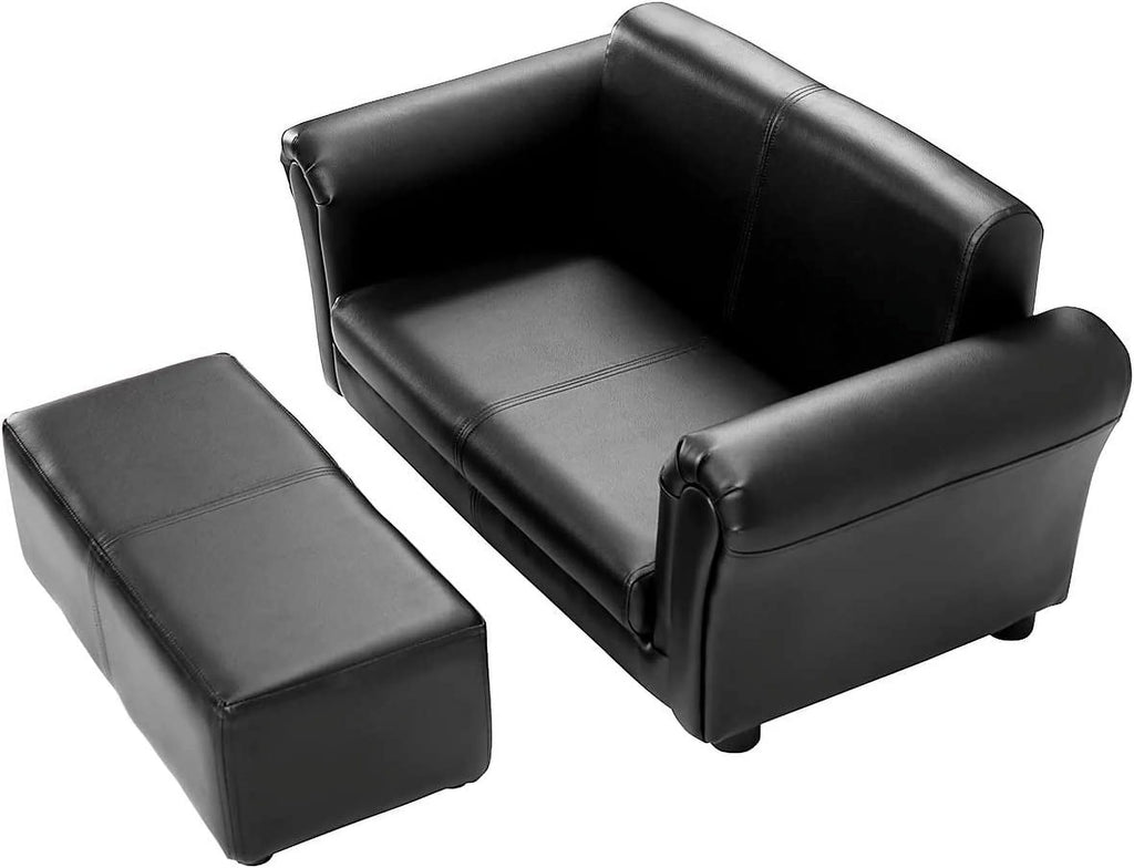 Black Upholstered Kids Sofa Set with Ottoman A13455
