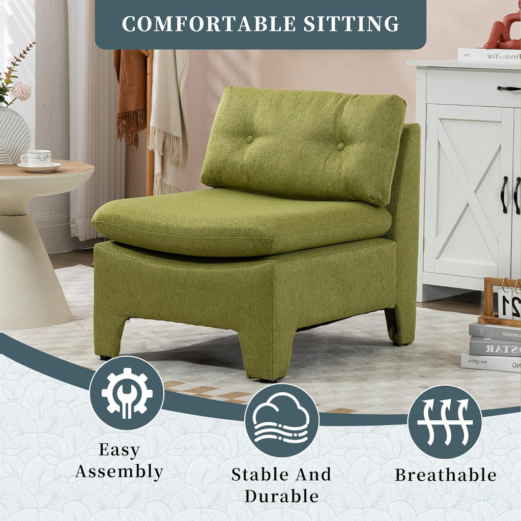Olive Velvet Oversized Armless Chair O824642