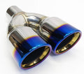 Exhaust Tip 2.25" Inlet 3.50" Outlet 9.50" long Dual Round Slant Stainless Blue Flame Pack of 2 K644