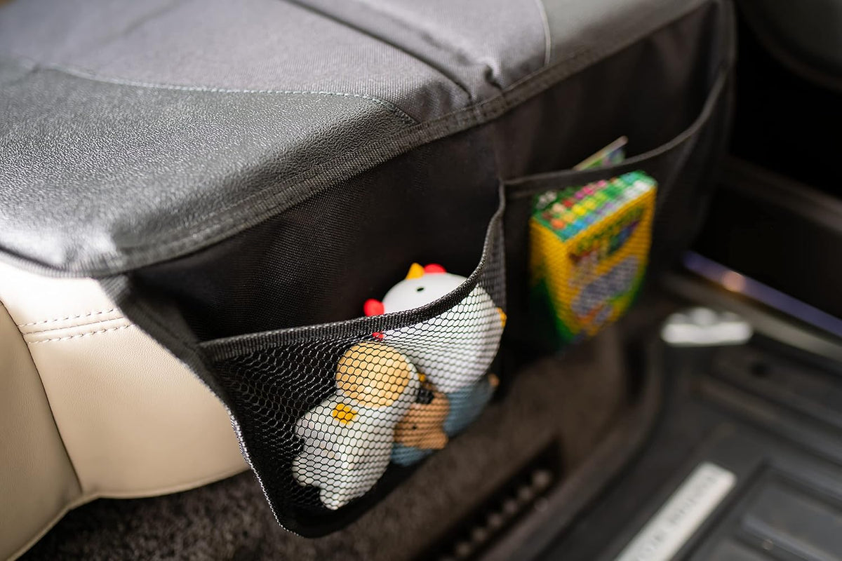 Car Seat Protector, Waterproof 600D Polyester, Non-Slip Backing, 2 Large Pockets F13624