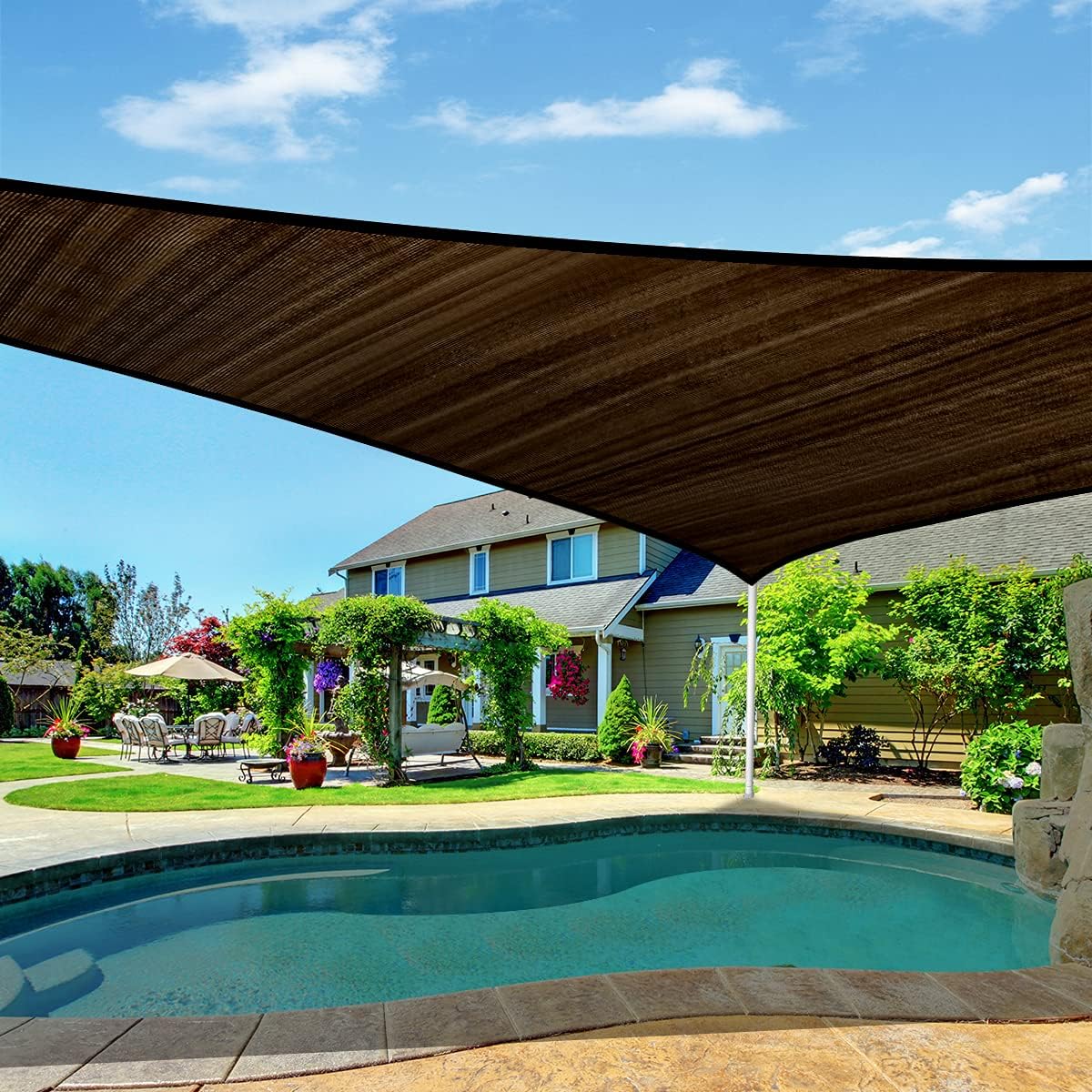 24x24 Ft 185G HDPE Square Sun Shade Sail Canopy H61906