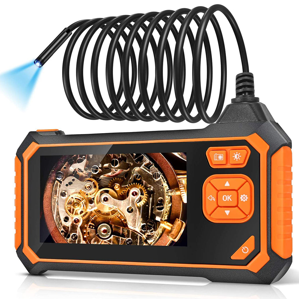 Industrial Endoscope Camera HD 5.5mm 1080P 4.3 LCD Screen IP67 Waterproof Snake Camera 6 LED Lights Semi-Rigid Cable (Orange) W44933