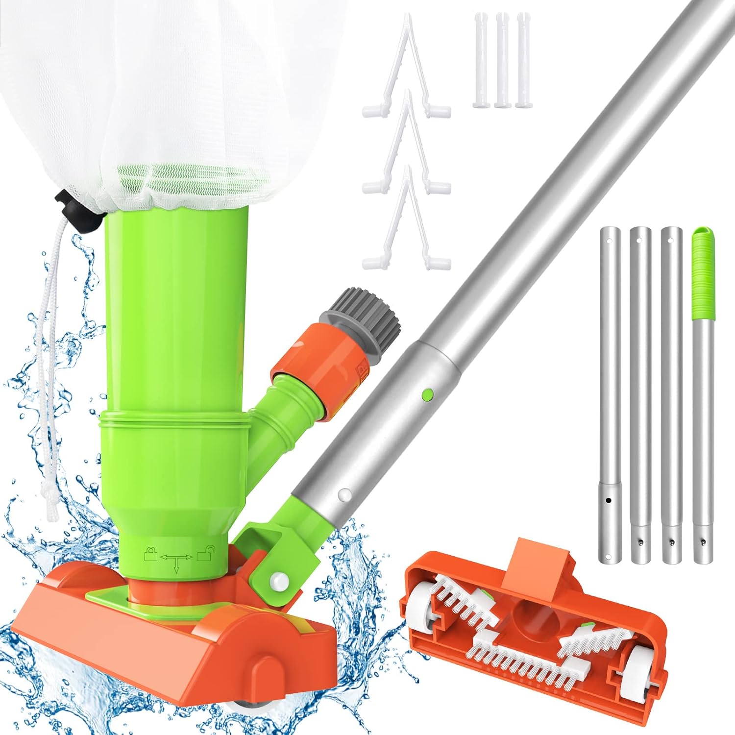 68 Portable Handheld Pool Vacuum Cleaner with 4 Section Poles D571