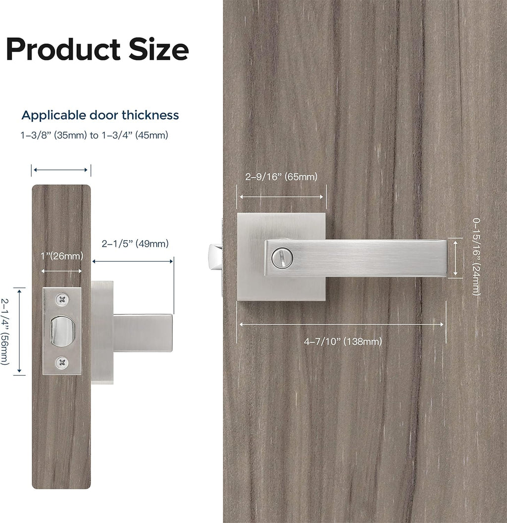 Satin Nickel Square Privacy Door Levers (2 Pack) M7872