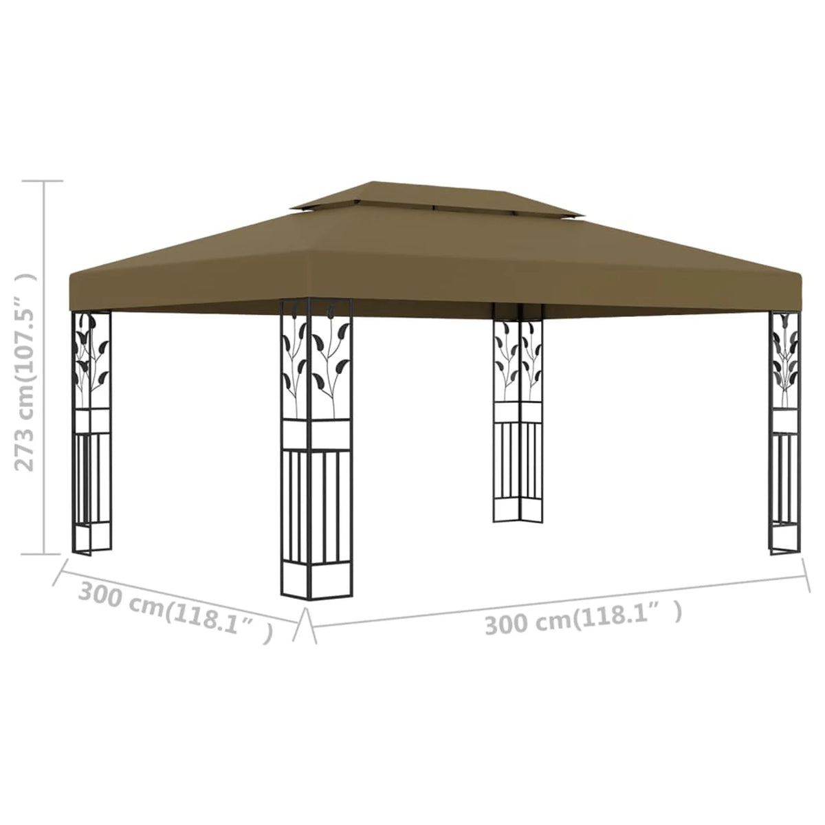 Taupe Steel Frame Outdoor Party Tent Gazebo Canopy Shelter 118.1 x 157.5 Inches X275262