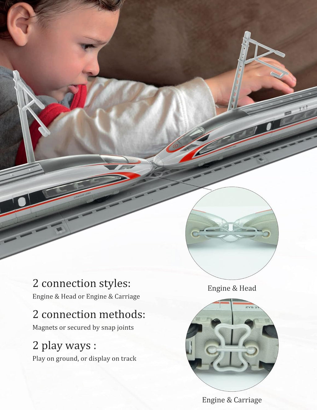 Electric Bullet Train Sets with Tracks Pack of 2 W12995