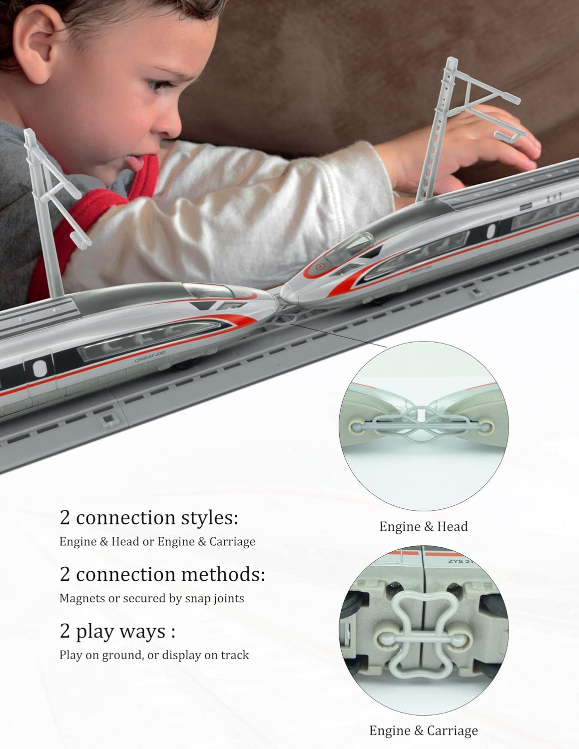 Electric Bullet Train Sets with Tracks Pack of 2 W12995