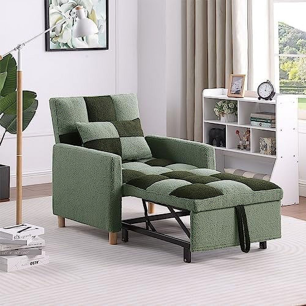 3 in 1 Convertible Velvet Sleeper Chair Bed with Pillow Q658883