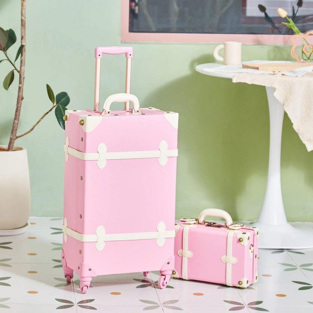 Vintage Hard Shell Suitcase Set with Spinner Wheels TSA Lock and Carry On Briefcase F800955