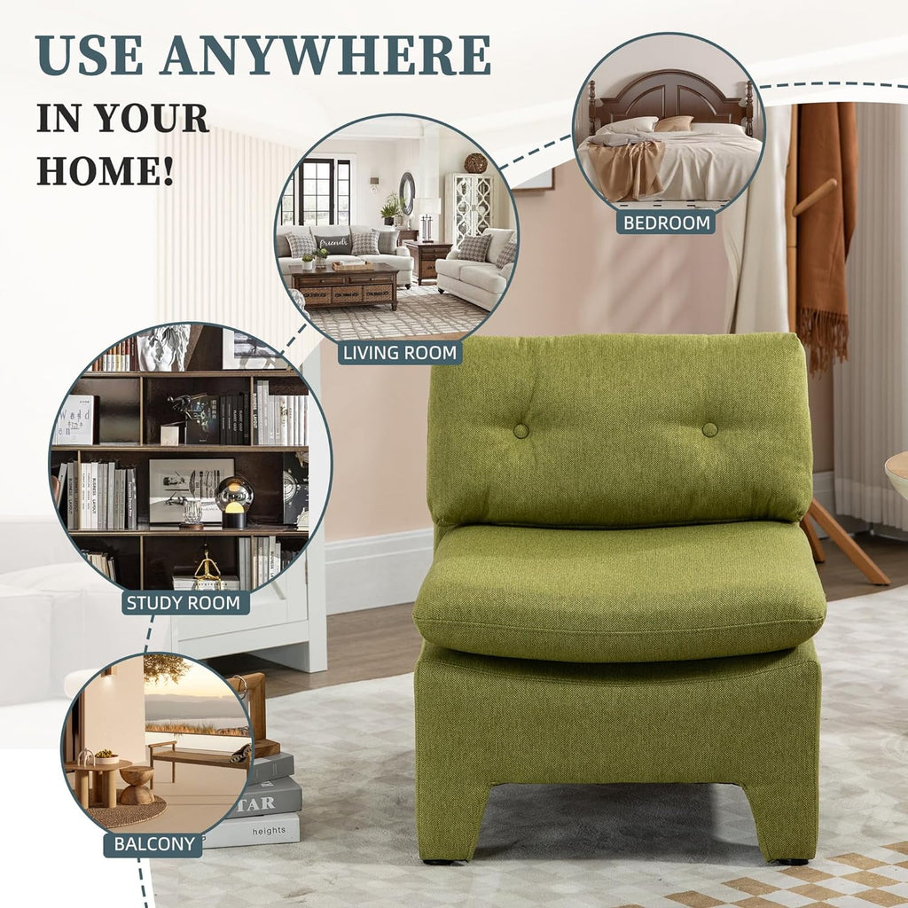 Olive Velvet Oversized Armless Chair O824642