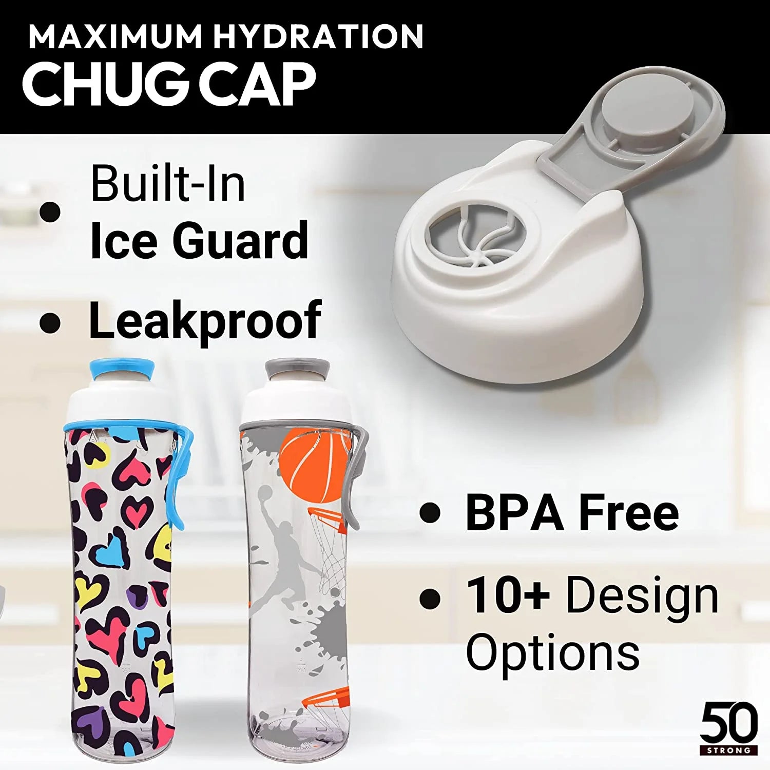 24oz BPA-Free Reusable Kids Water Bottle with Time Marker H99629