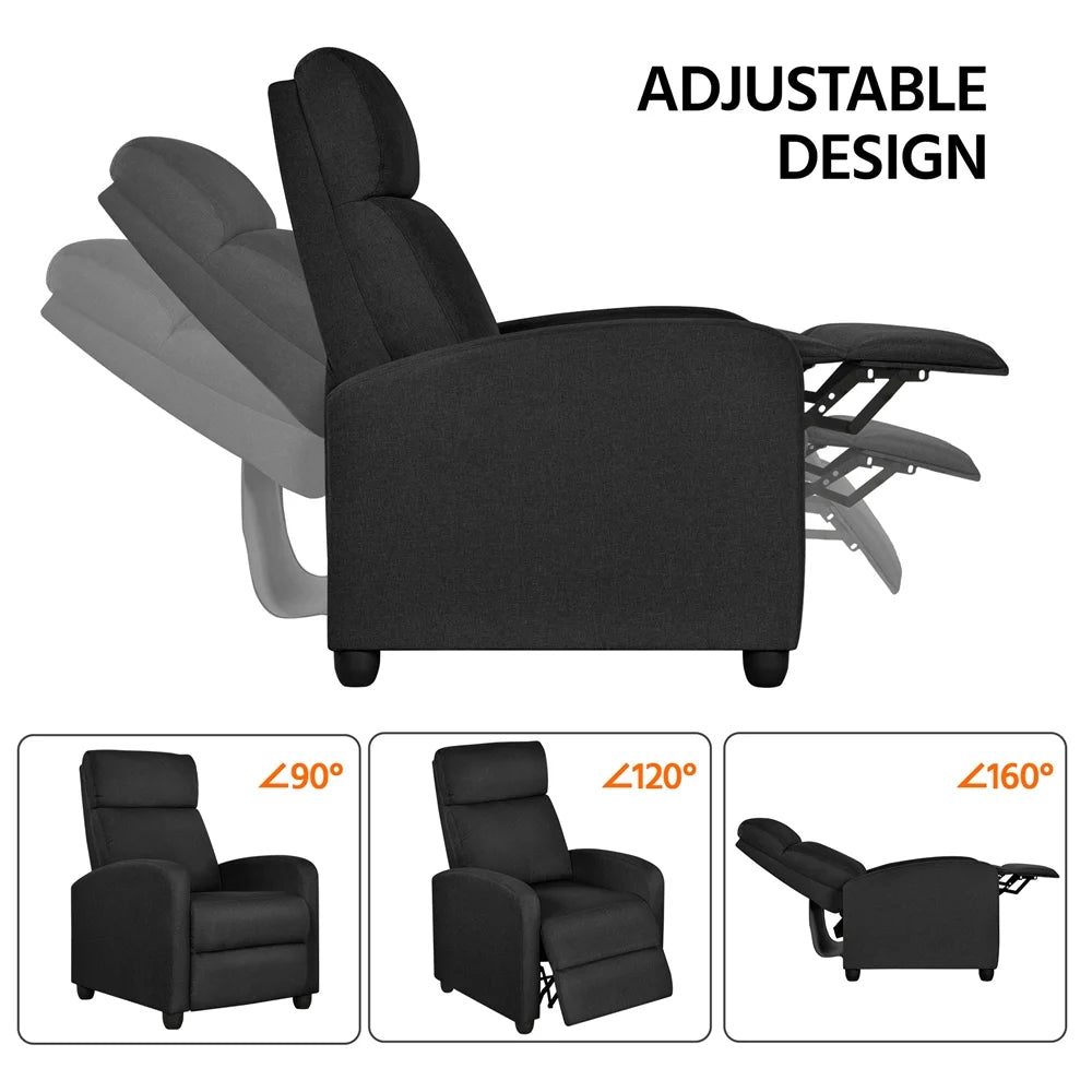 Black Fabric Recliner Set of 2 U856