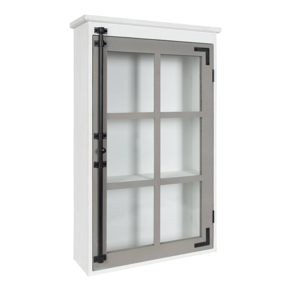 White/Gray One Door Wood Wall Cabinet L445