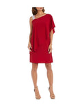 Red Embellished Ruffled Elbow Sleeve Shift Dress 14 K12667