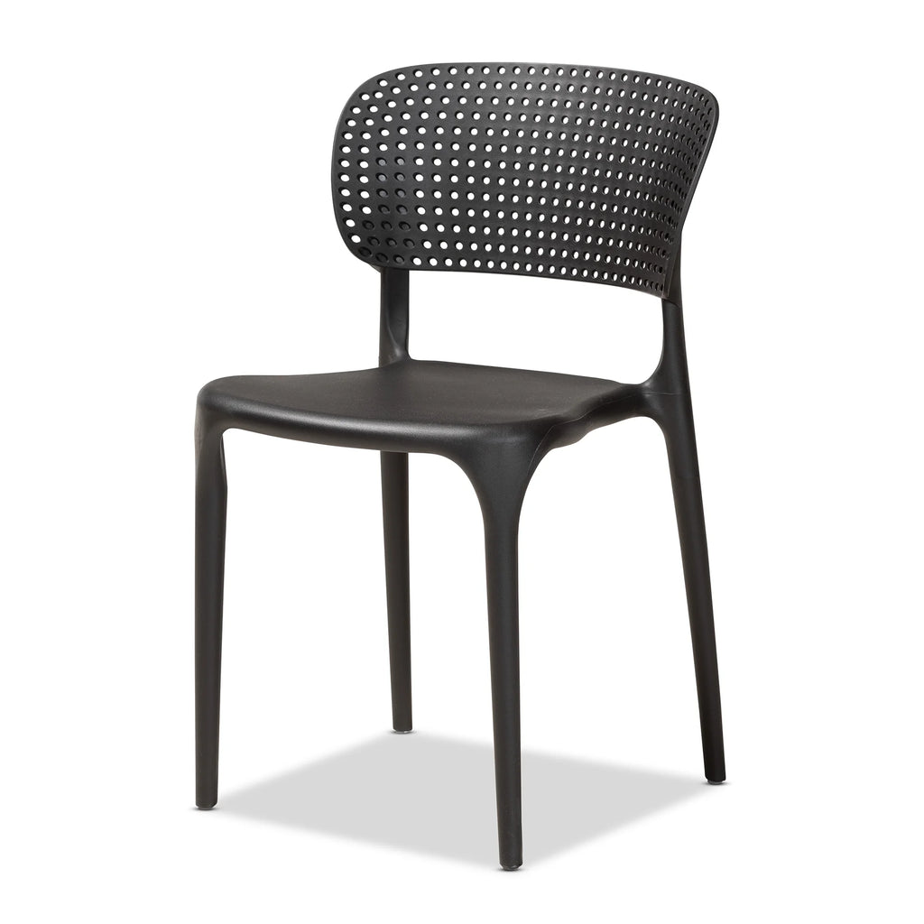 Black Finished Polypropylene Plastic 4-Piece Stackable Dining Chair Set J5588