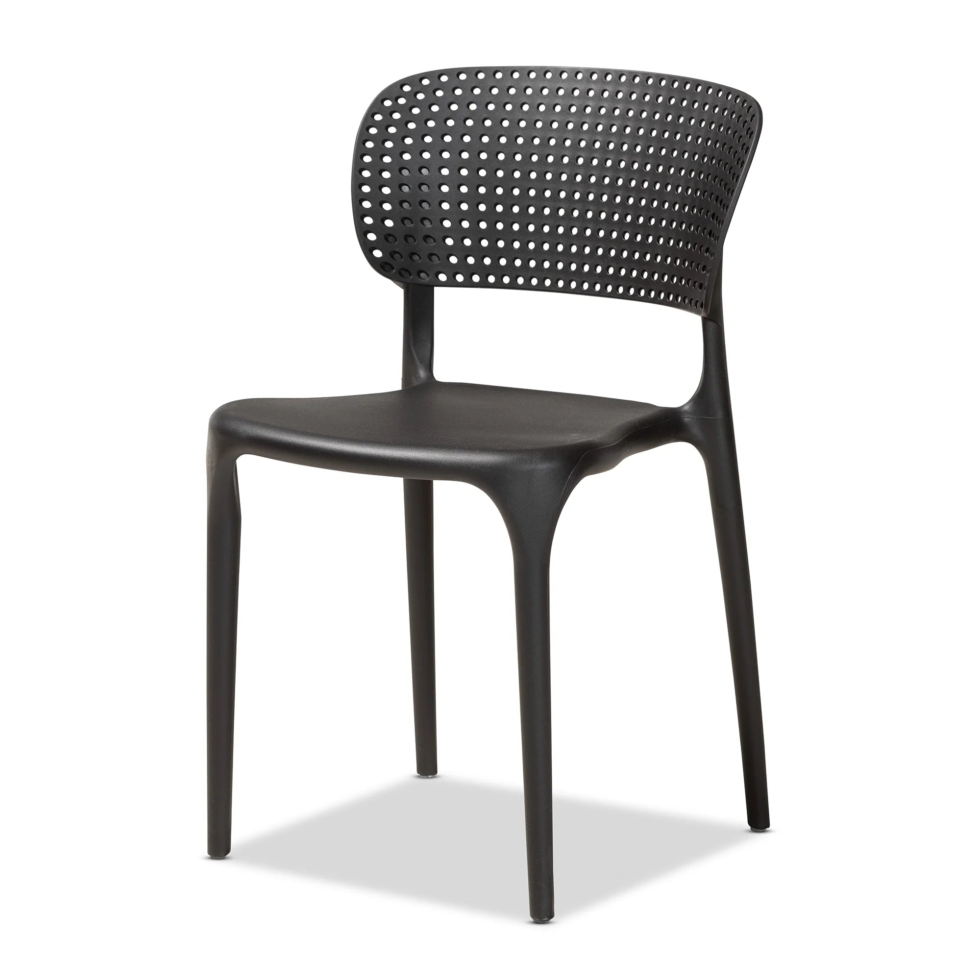 Black Finished Polypropylene Plastic 4-Piece Stackable Dining Chair Set J5588