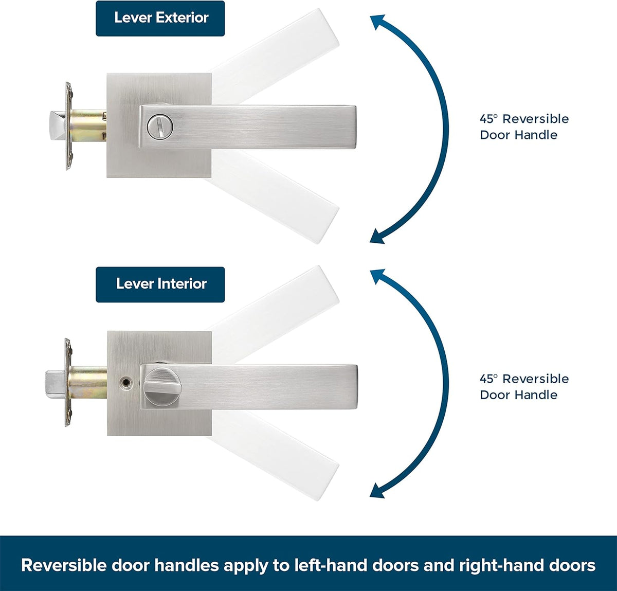 Satin Nickel Square Privacy Door Levers (2 Pack) M7872