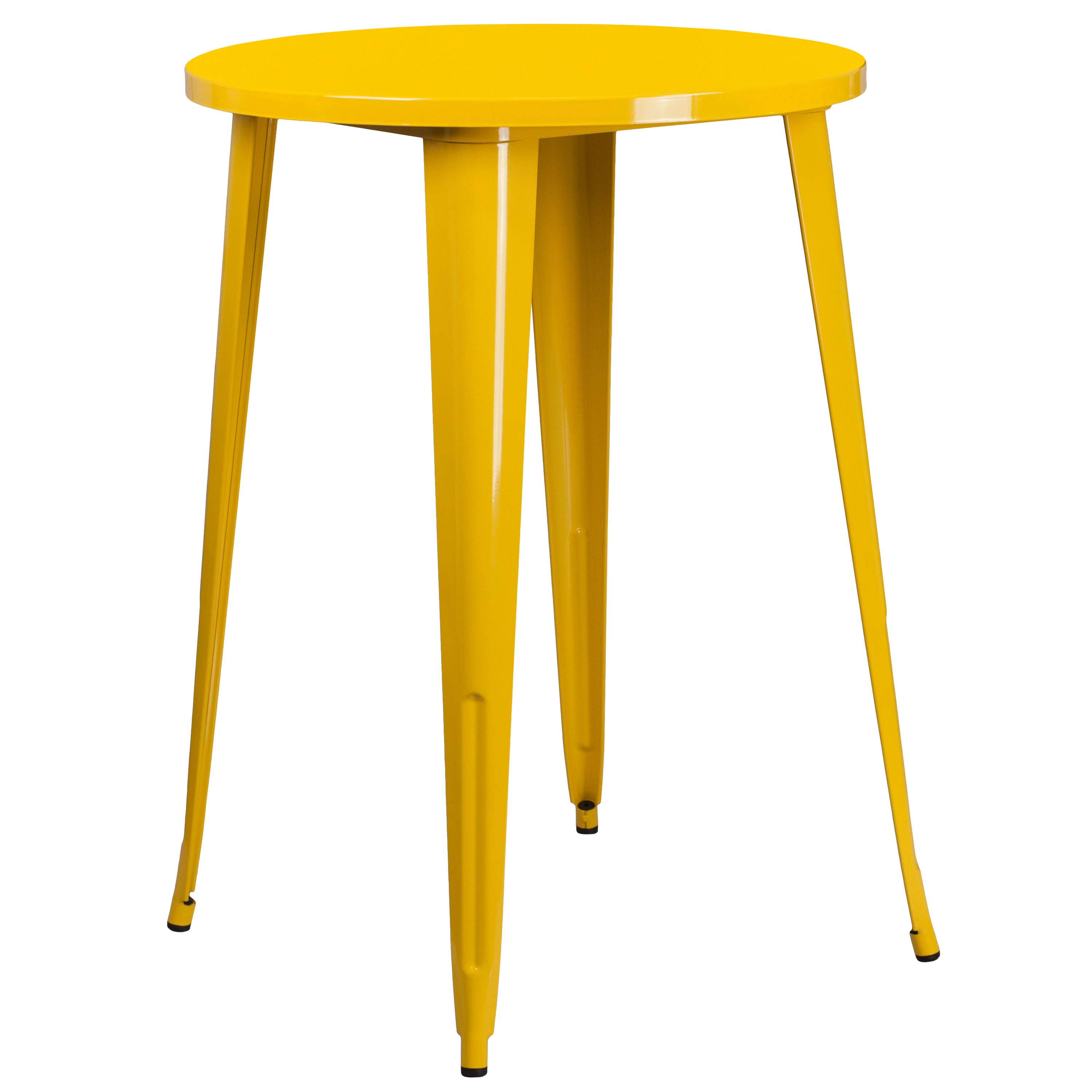Yellow Metal Indoor-Outdoor Bar Table Set with 4 Vertical Slat Back L199686