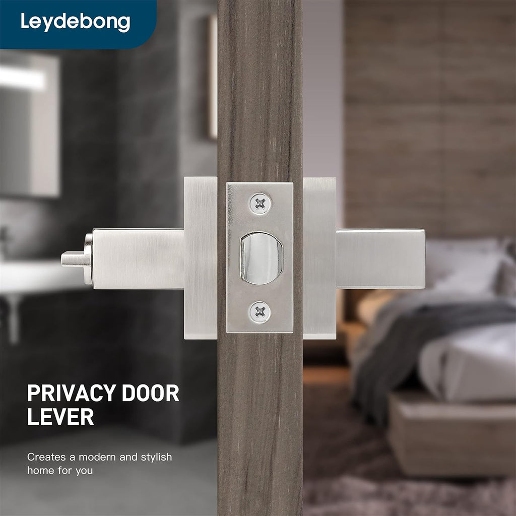 Satin Nickel Square Privacy Door Levers (2 Pack) M7872