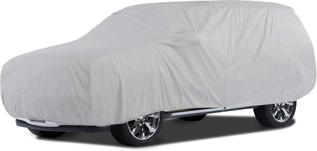 Grey 3-Layer Car Cover with Mesh Vent and Elastic Hem A580
