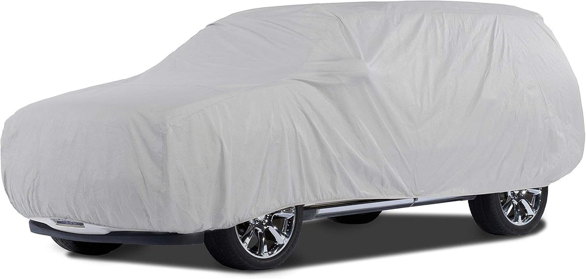 Grey 3-Layer Car Cover with Mesh Vent and Elastic Hem A580