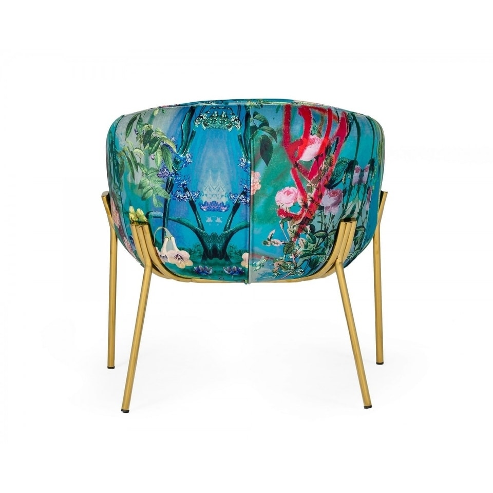 Contemporary Floral Velvet Accent Chair O815