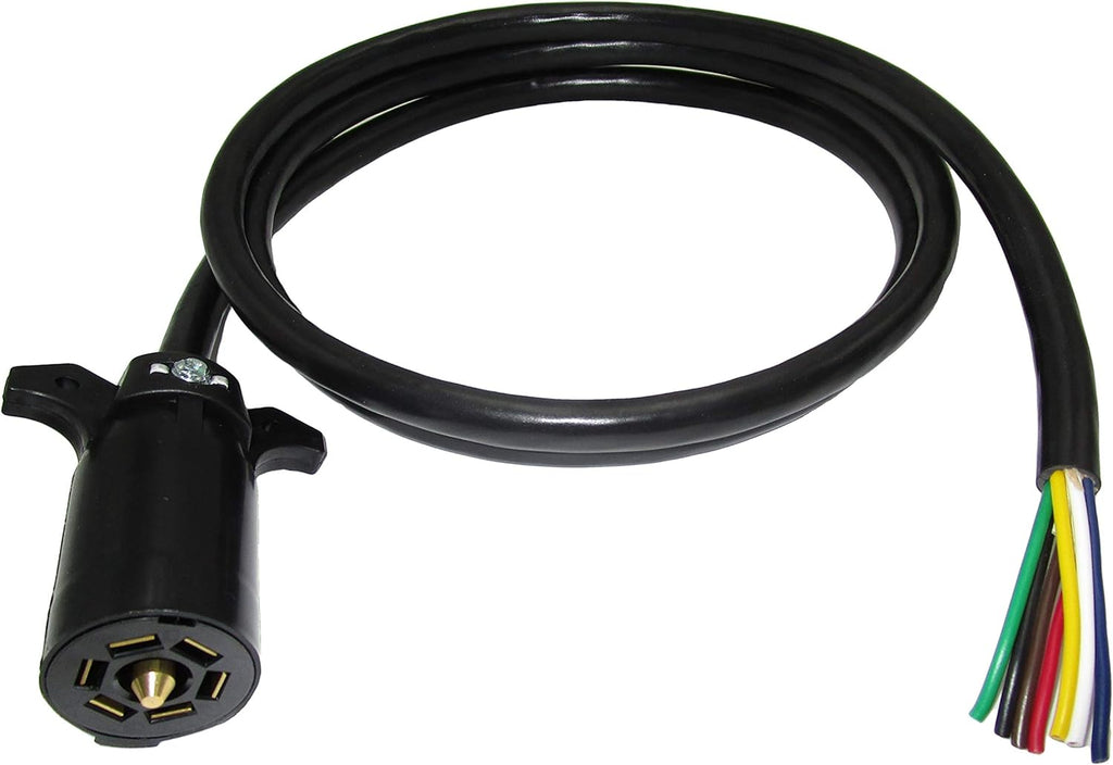 7 Way Trailer Plug Extension Cord Connector Assembly Heavy Duty (4' FT) Pack of 2 W1244