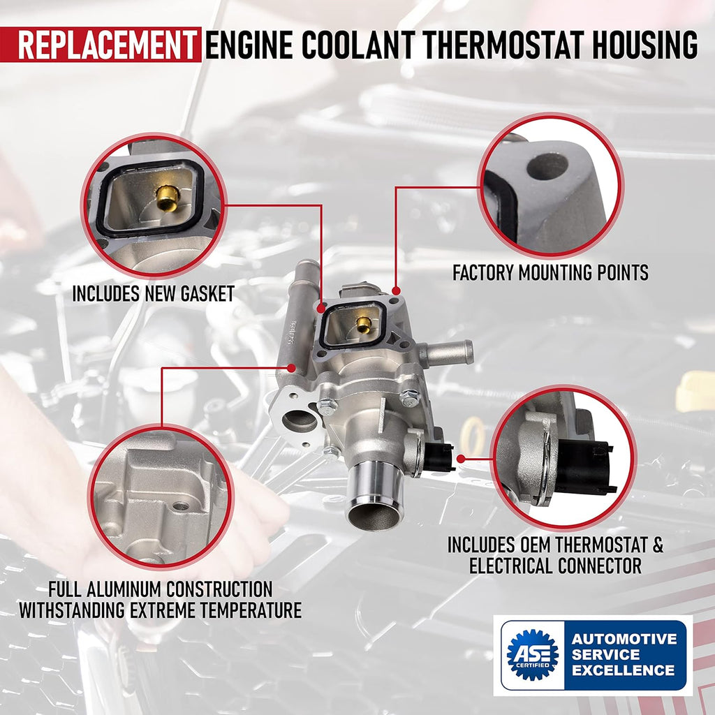 Coolant Thermostat and Housing Assembly with Sensors, Full Aluminum Pack of 2 O623314