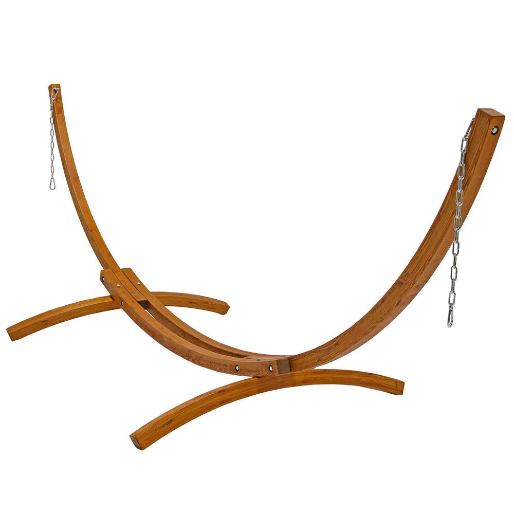 Quilted Double Fabric 2-Person Hammock with Curved Arc Wood Stand Z185