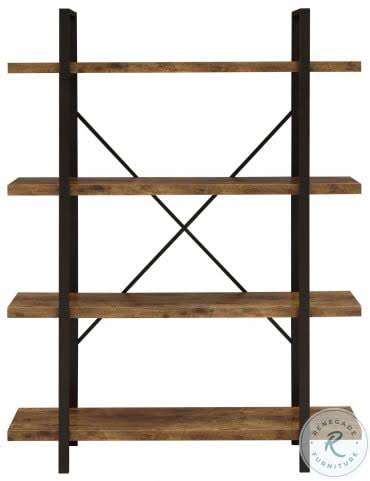 Antique Nutmeg and Black 4-Shelf Bookcase N3818