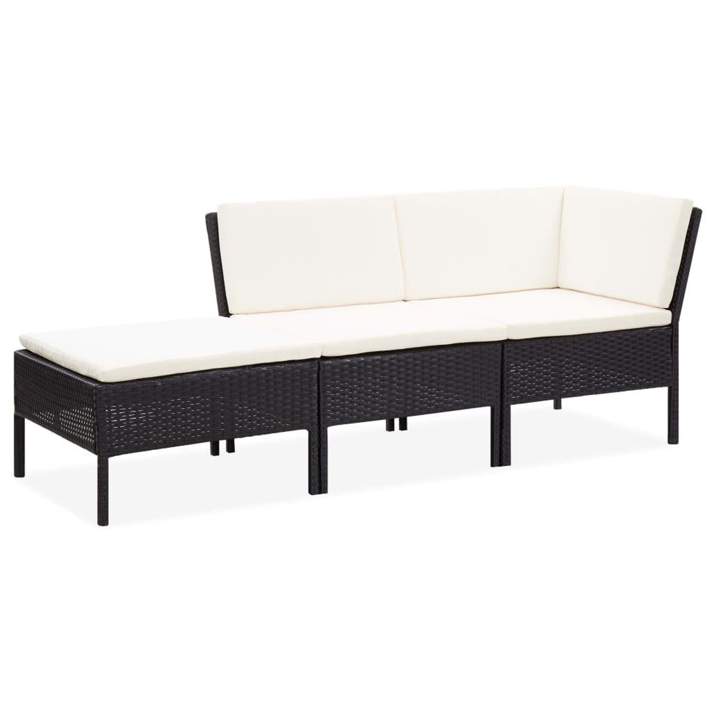 3 Piece Poly Rattan Outdoor Sectional Sofa Set with Cushions Steel Frame R792812