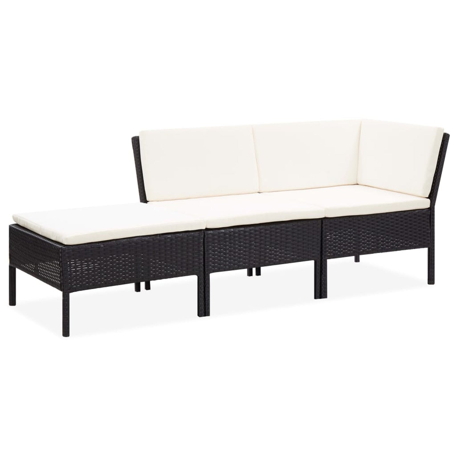 3 Piece Poly Rattan Outdoor Sectional Sofa Set with Cushions Steel Frame R792812