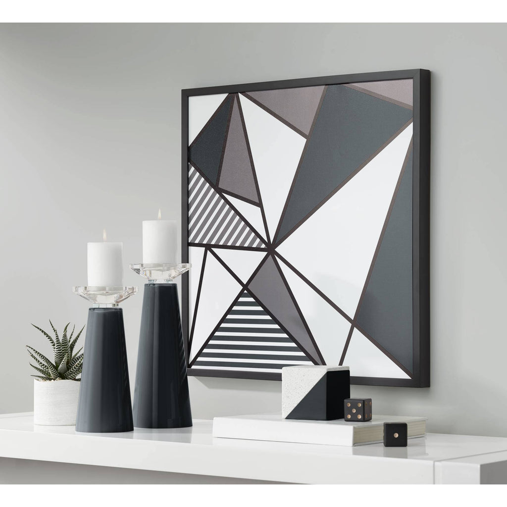Black Glass Pillar Candle Holder Set of 2 R246800