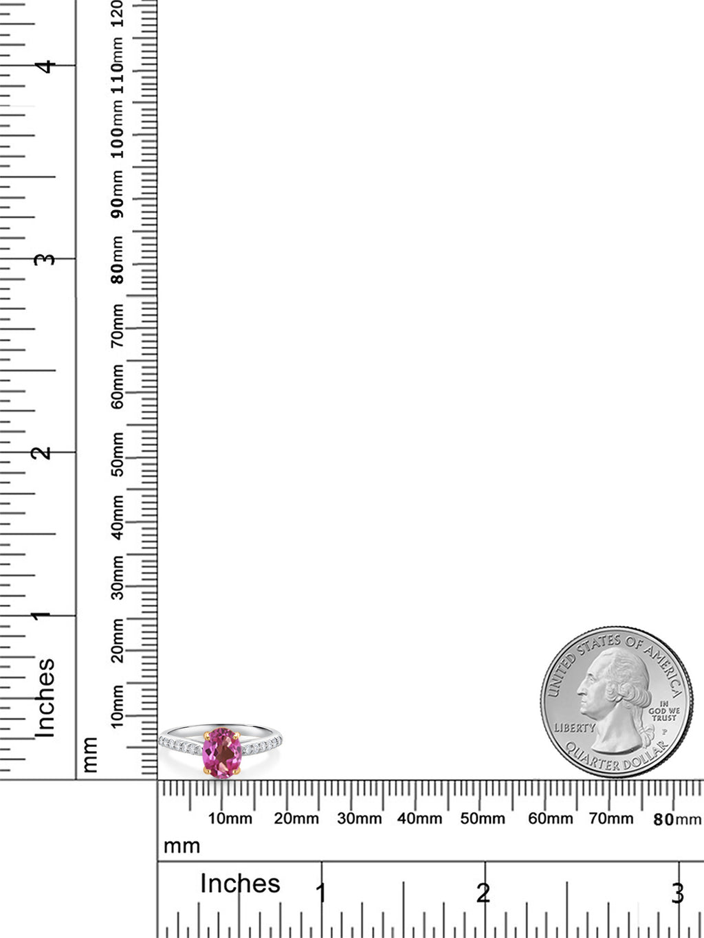10K Yellow and White Gold Pink Mystic Topaz and White Lab Grown Diamond Engagement Ring (1.48 Cttw, Oval 8X6MM) D79475