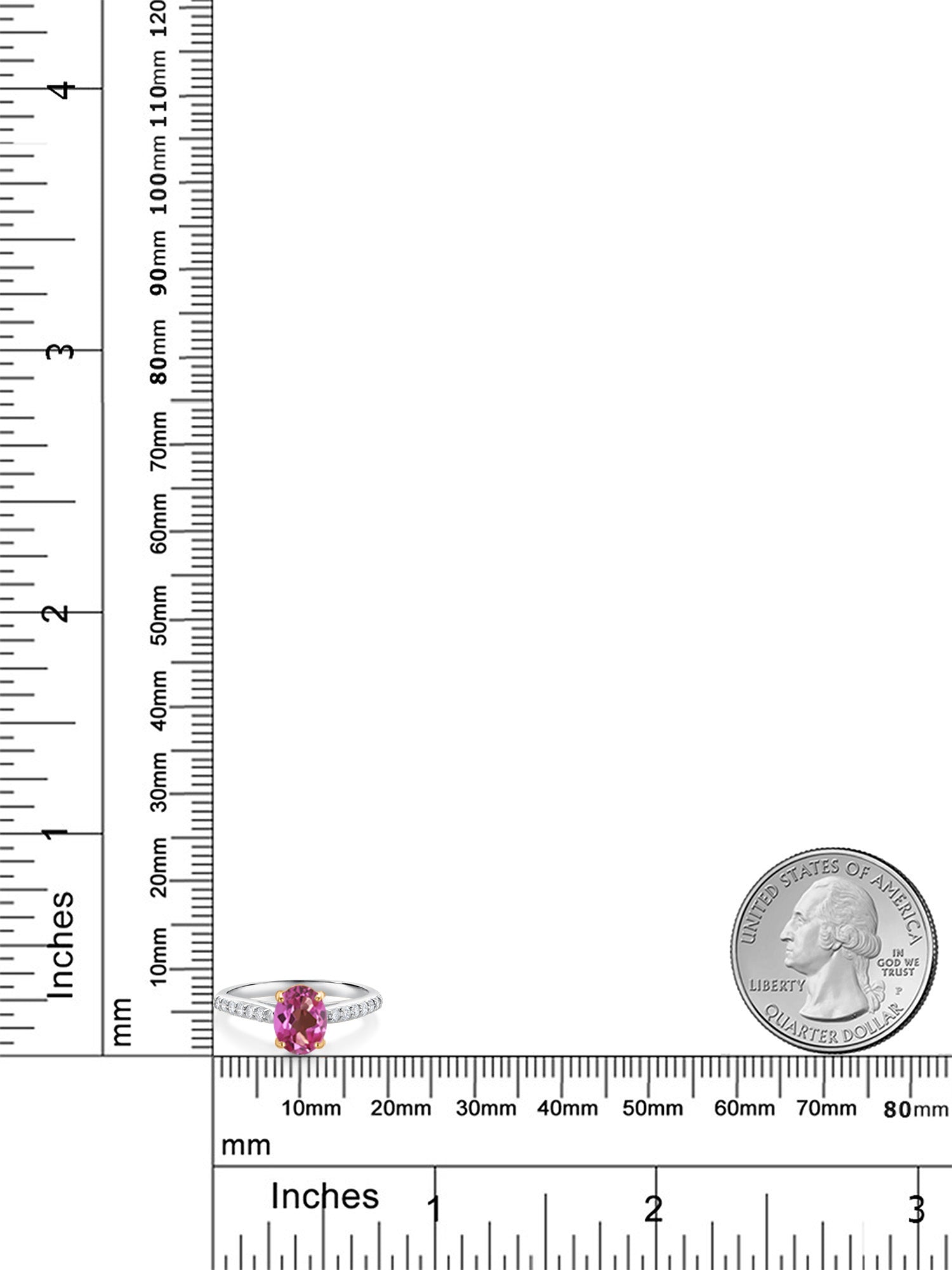 10K Yellow and White Gold Pink Mystic Topaz and White Lab Grown Diamond Engagement Ring (1.48 Cttw, Oval 8X6MM) D79475