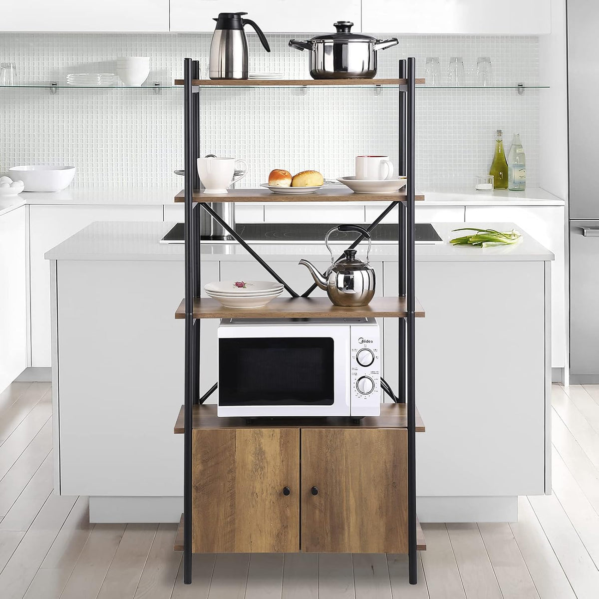 4-Tier Kitchen Storage Shelf with Cabinet X5030