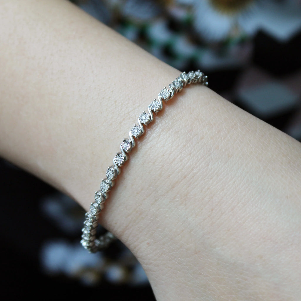1/3 Carat tw Natural Diamond Tennis Bracelet in 925 Sterling Silver (7 Inches) M382061