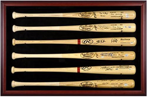 Baseball Bat Display Case with Mahogany Frame for 6 Bats T559216