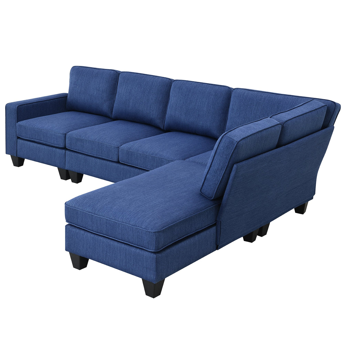 Blue Linen Fabric L-shaped Sectional Sofa L17245