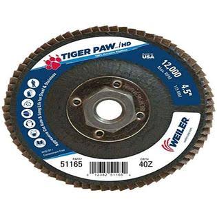 Tiger Paw XHD Super High Density Abrasive Flap Disc, Type 27 Flat Style, Phenolic Backing, Zirconia Alumina J956