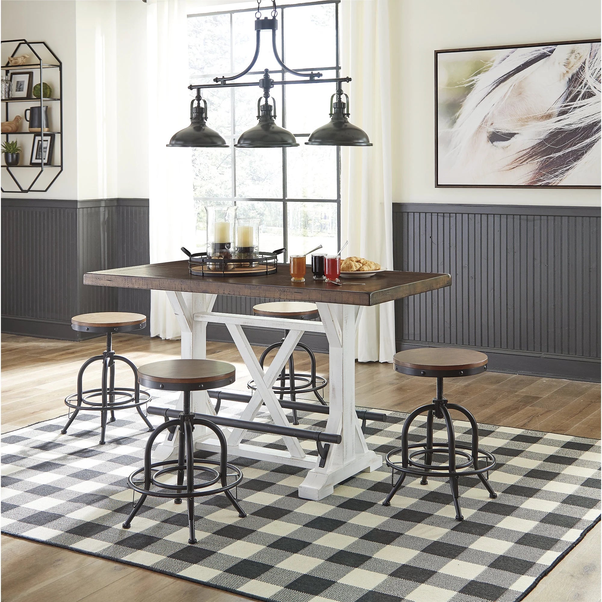 White/Brown Counter Height Dining Table R1414