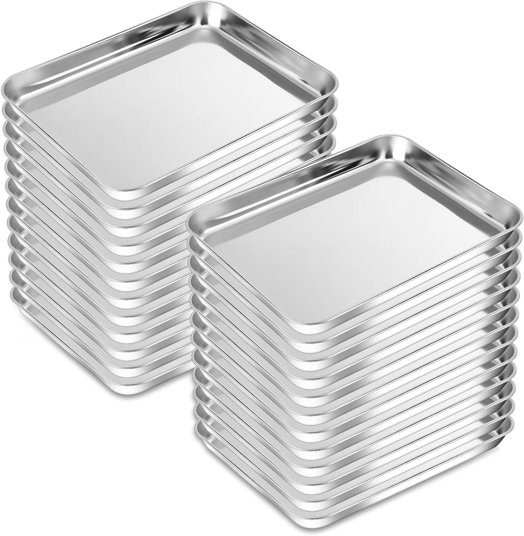 Set of 24 Stainless Steel Baking Sheet Pans 8 x 10 Inch E835249