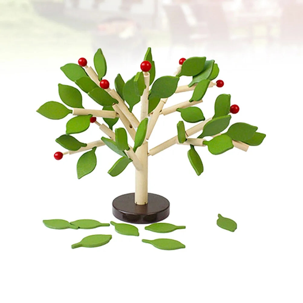 Wooden Tree Blocks Building Set with Leaves (Green) R268