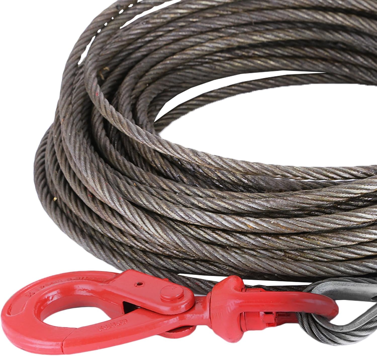 Winch Cable 8/17Inch x 100Ft Replacement Wire Rope 4400LBS Fiber Core Swivel Hook Pack of 2 X862
