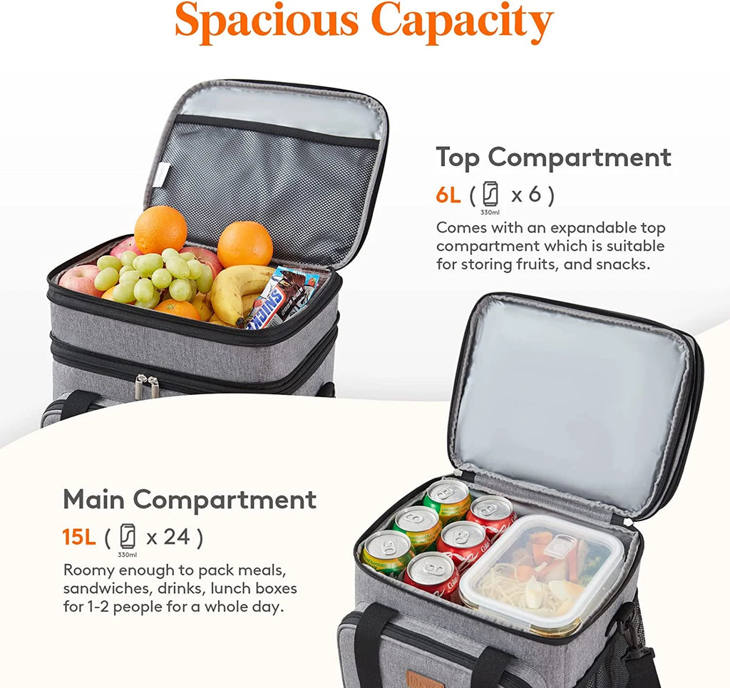 Grey Insulated Lunch Bag 21L V119