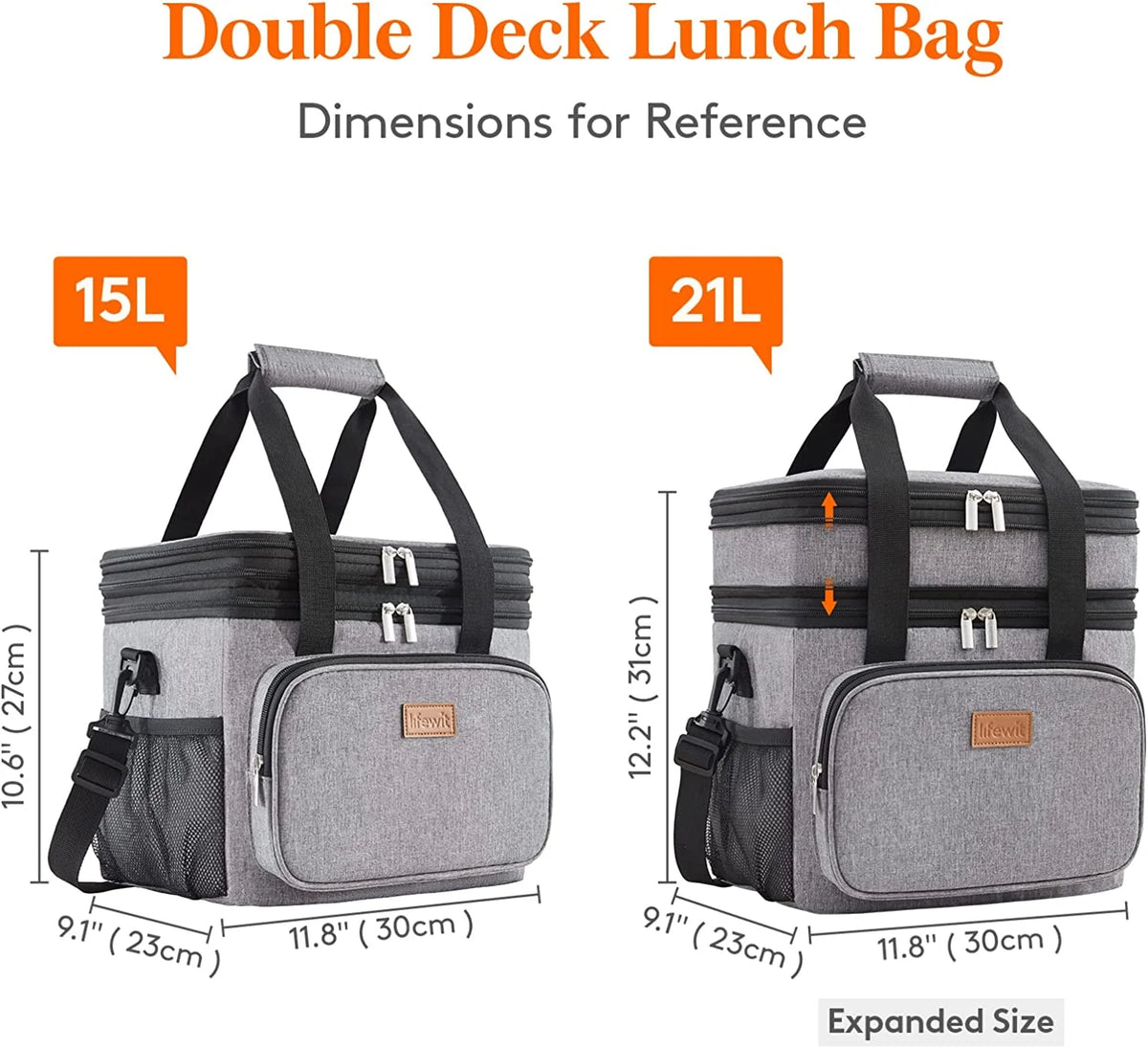 Grey Insulated Lunch Bag 21L V119