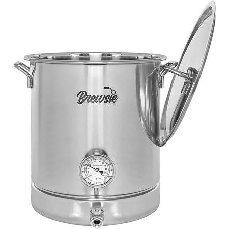10 Gallon Stainless Steel Home Brew Kettle with False Bottom Thermometer and Ball Valve K495