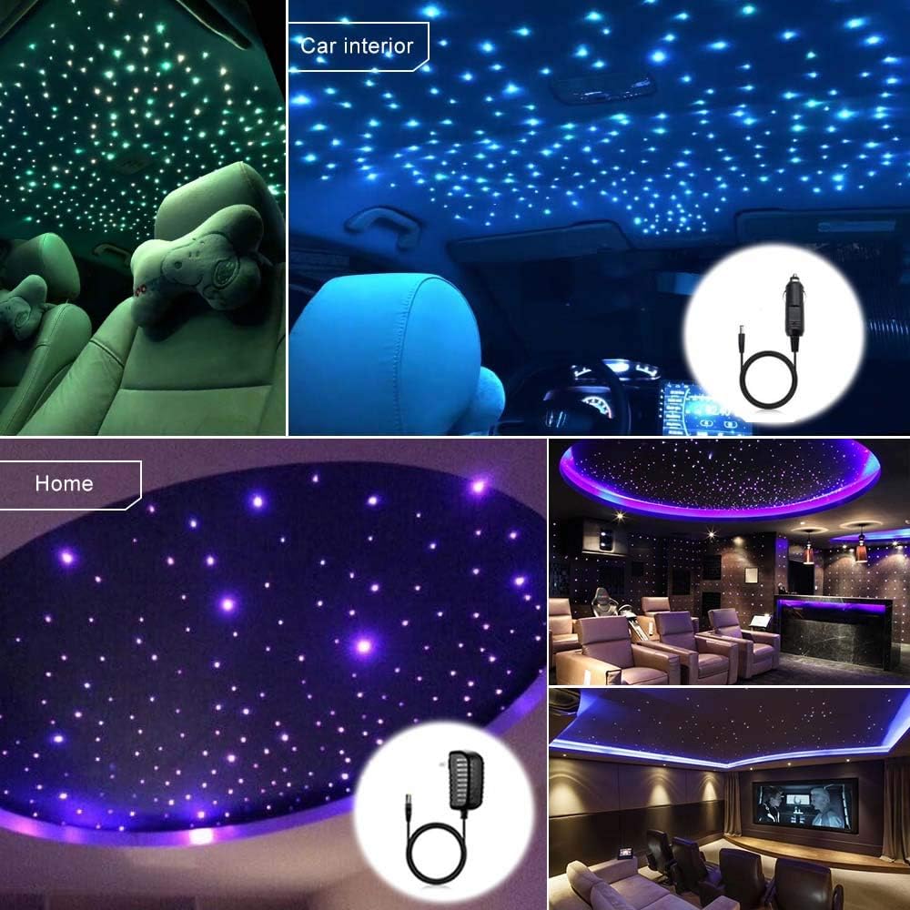 Bluetooth Fiber Optic Ceiling Lighting Kits 1100pcs 13.1ft Dual Port RGBW Sound Remote Control J22707