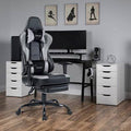 Gray Faux Leather Swiveling PC Racing Game Chair with Footrest V568015